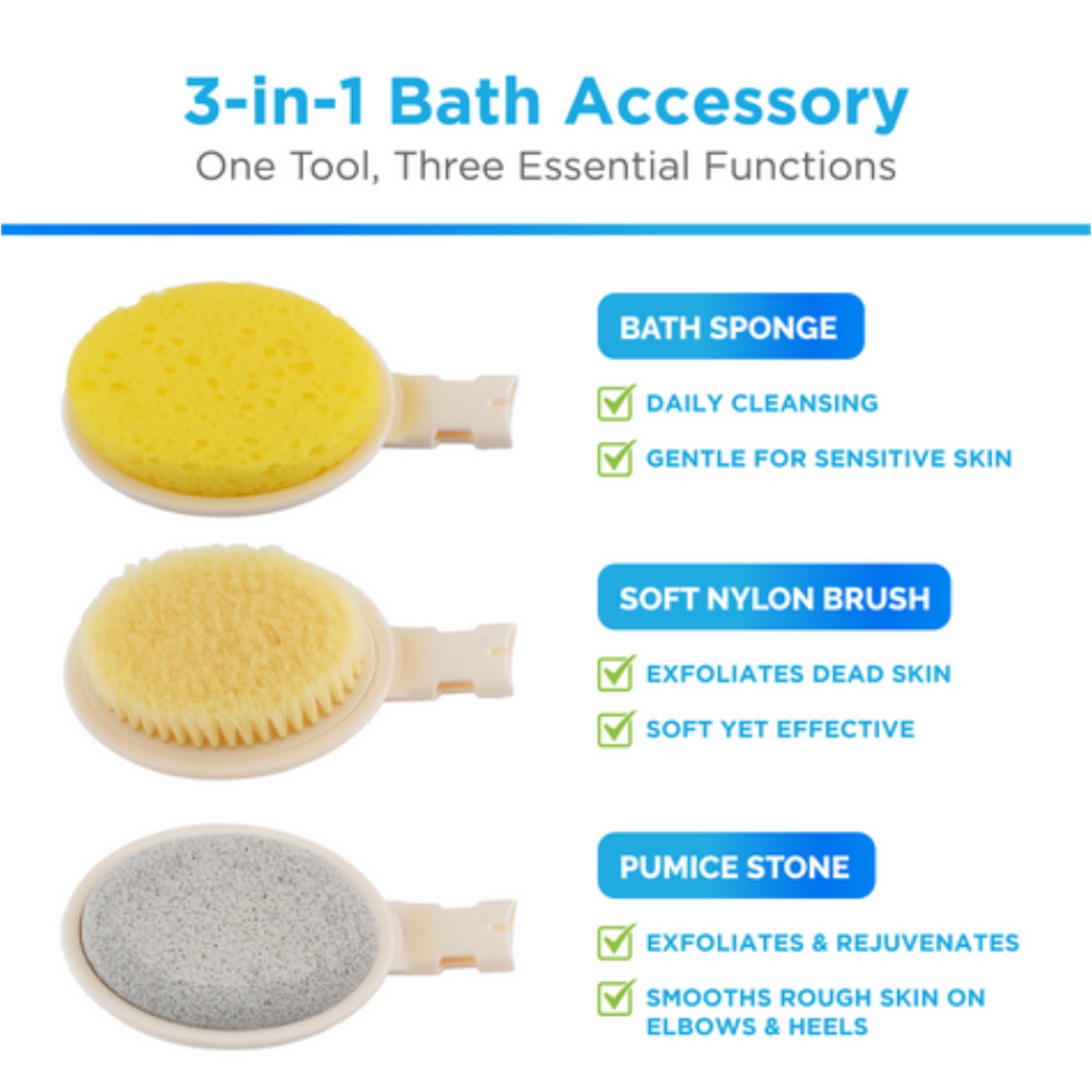 Nova 3-1 Folding Bath Brush Set - Image 2